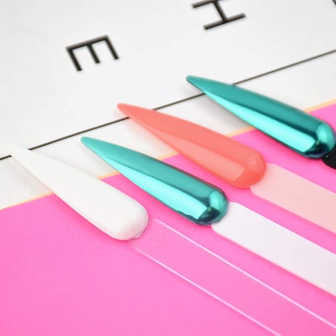 160 Pcs False Nail Sticks - Fan Shaped Swatch Sticks, Display Board, Transparent, Black, Natural, Milky Colors, Stiletto Tips