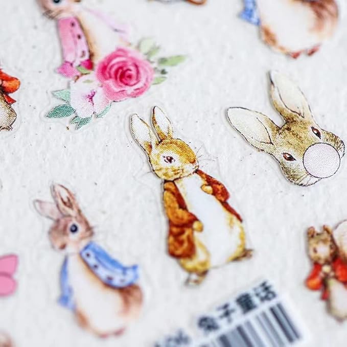 Dedyel Cute Nail Stickers 5D Embossed Cartoon Kawaii Animal Self-Adhesive Nail Decals for Women Girls Kids Nail Art Decoration