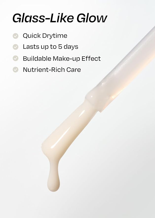 ohora Natural Glow Milk Syrup Nail Strengthener (Coconut) - Tinted Nail Hardener for Brittle, Damaged Nails, Quick-Dry Glossy Finish, Nail Repair & Growth, 15 mL