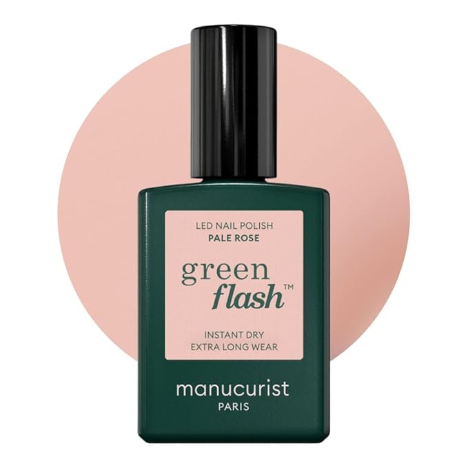 Manucurist Green Flash LED Pale Rose Pink Gel Nail Polish - Vegan, 12-Free, Plant-Based - Strengthens and Protects the Nail - Light Pink Gel Polish - Made in France - 0.5 fl oz