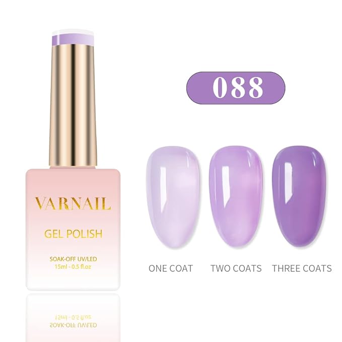 VARNAIL Misty Garden Jelly Gel Nail Polish Kit 6 Colors 15 ml, Translucent Sheer Gel Polish, Salon Quality Soak off UV Light Gel Nail Polish Set