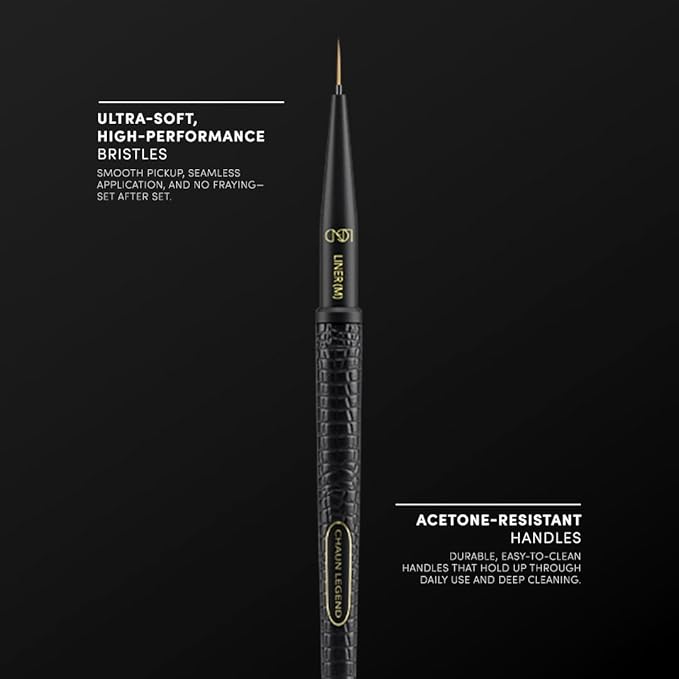 Chaun Legend Nail Art Brush - M Liner (for French tips, seamless ombré fades, clean line work, or 3D art)