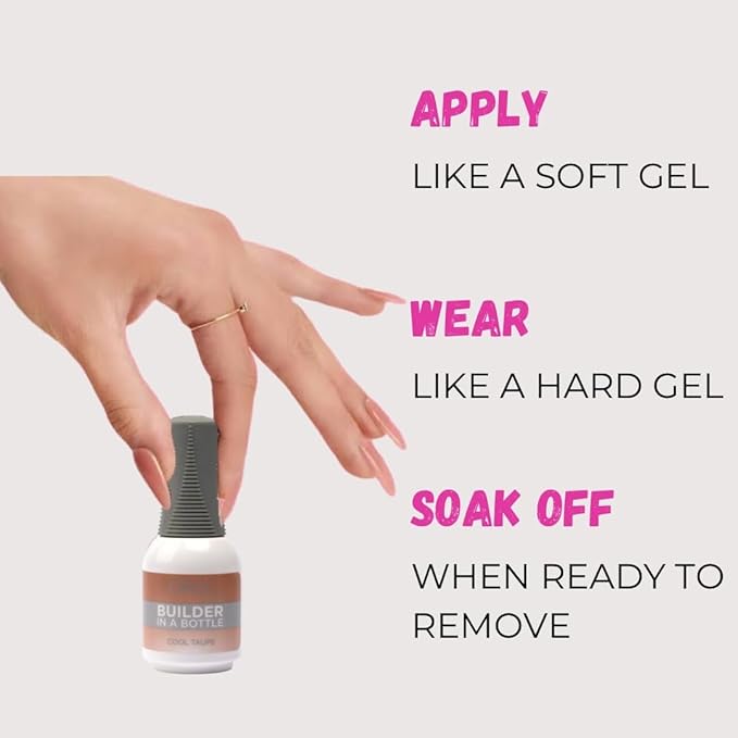 Orly GELFX Builder in a Bottle Colors | Self leveling all-in-one formula for nail extensions (Cool Taupe 0.6 oz)