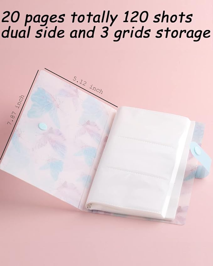 120 Shots Nail Art Stickers Storage Book Butterfly Nail Decals Collecting Album Sticker Nail Tech Organizers and Storage Holder Binder Book for Nail Sticker Display