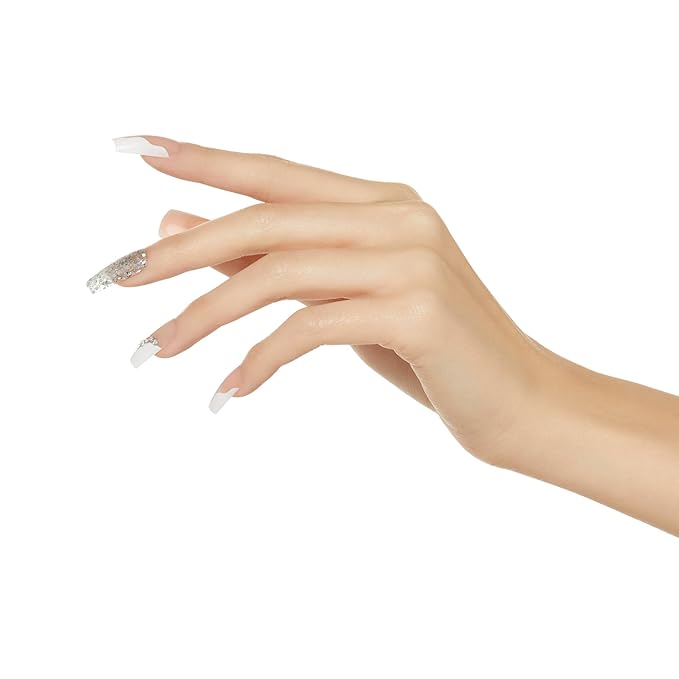 KISS Premium Classy Fake Nails - Stay Modish, Long & Square, Super Glam, Jewel Accents, Waterproof, Smudge Proof, No Dry Time, Durable, Takes Minutes, Quick & Easy | 30 Count