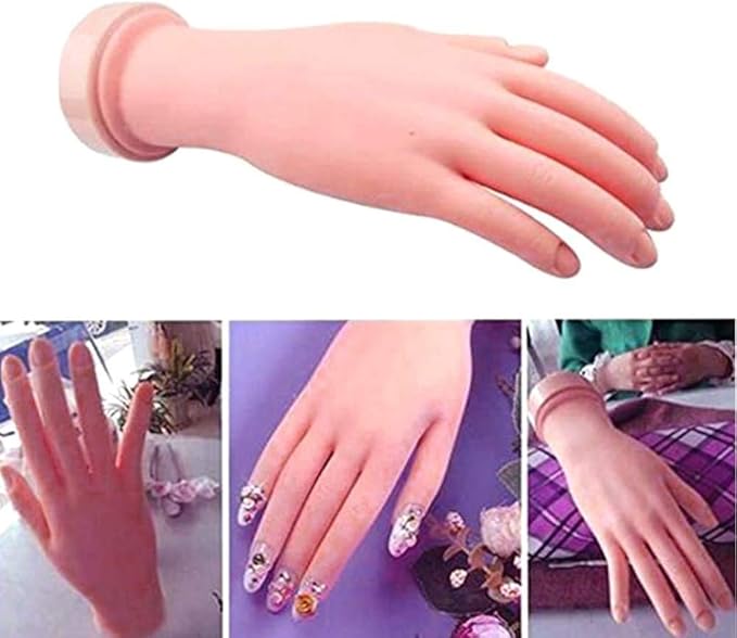 Buqikma Nail Practice Hand for Acrylic Nails, Mannequin Hand for Nails Practice, Flexible Bendable Fake Hand Manicure Nail Practice Hand 1Pcs