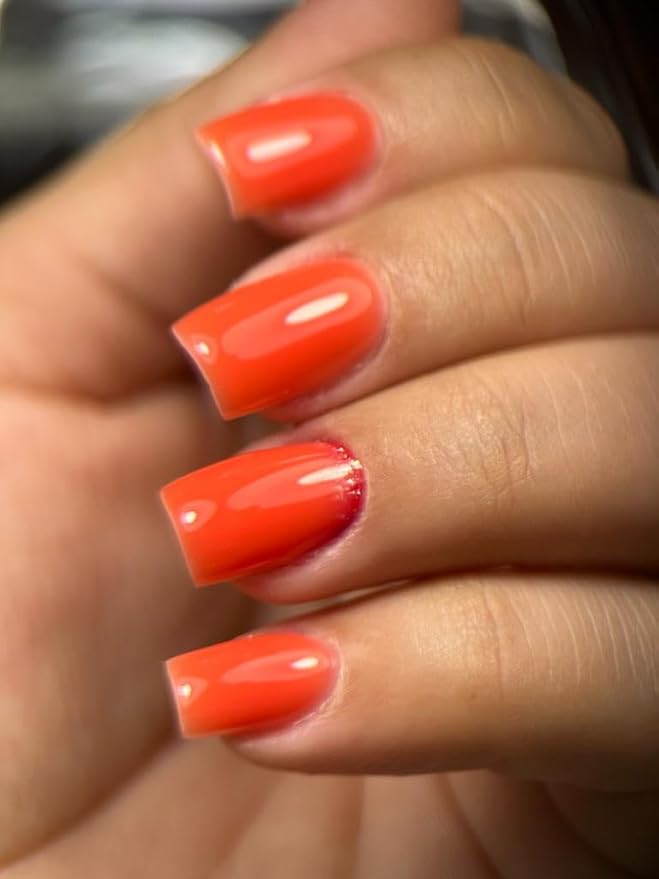 Dan's Nails – Sunset Orange Rubber Base Gel Coat Set | Burnt Dark Hue | Soak off for UV/LED Lamp | Professional Russian Nail Art Salon Manicure Lac