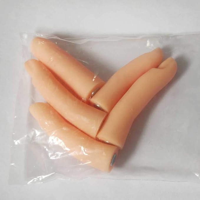 5Pcs Silicone Fake Finger Acrylic UV Gel Nail Art Practice Manicure False Fingers Fake Finger with Magnet for Hand Nail Art Training Display Tools