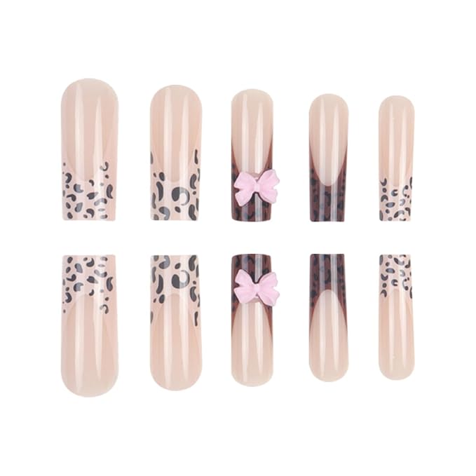 Long Square Press on Nails,Handmade Acrylic Press on Nails with Designs，Long Press on Nail for Women 24pcs