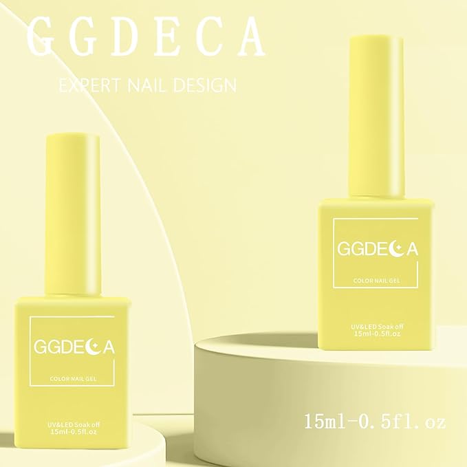 15ml Butter yellow Gel Nail Polish, Pastel Yellow Gel Polish, light Color Same Color Same Bottle, High Gloss U V Soak Off Nail, DIY Sparkle Manicure Salon