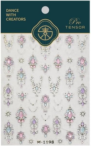 Silver Nail Stickers 3D Self Adhesive Laser Gem Nail Art Stickers 5D Embossed Aurora Star Jewelry Ribbon Nail Decals Vintage Style Totem Nail Art Supplies Diamond Nail Design for Women Girls 1 Sheets