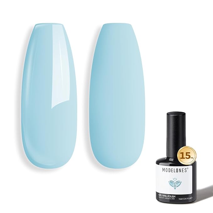 modelones Baby Blue Gel Nail Polish Ligh Sky Blue Pastel Nail Poish Soak Off Pastel U V DIY Gel Nail Manicure 15 ML