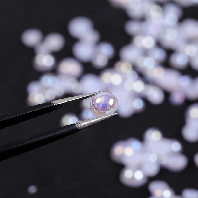 Nail Charms Jewels Manicure Kit with Magnetic Pen Pickup Pencil and Tweezers, Gold Silver Mini Metal Caviar Nails Beads, Flatback Pearls Nail Gems for Nail Art Face Makeup and Manicure Decor