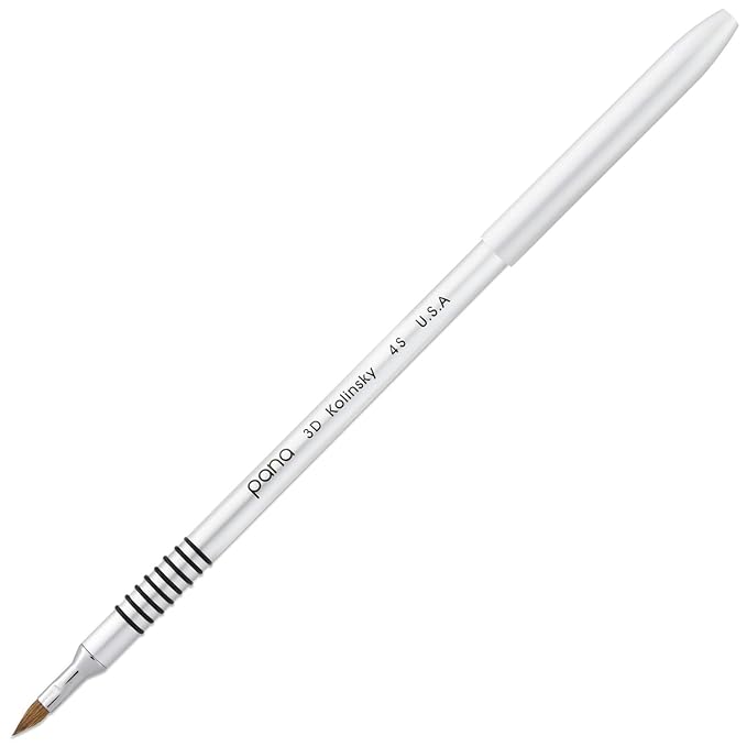 PANA 3D Kolinsky Acrylic Nail Art Sculpture Brush with Silver Metal Non-Slip Grip Handle for Manicures 3D Nail Art Flower Designs (Size #4)