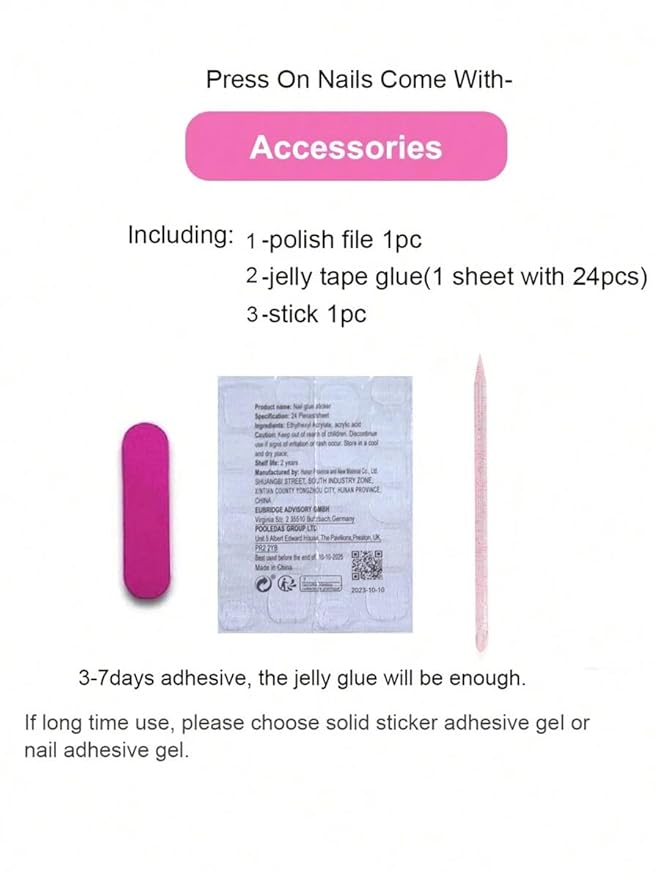 10 Medium Almond Handmade Press On Nails | Romantic Pink Blush Rendering Shimmer Fake Nails with 3D White Floral Accents | Easy Apply & Remove, Reusable Salon Quality Nails (5U14, S)