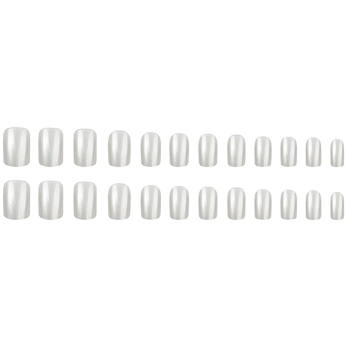 Chrome Press on Nails Short Square MABKJLF White Fake Nails False Nails Solid Colour Full Cover Glossy Glue on Nails Acrylic Nails Stick on Nails for Women Girls 24 Pcs