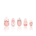 LOVFUL Press on Nails Vintage Shortcake | Handmade with Full Covered Crystals | Reusable Fake Nails | Almond Regular 1.0 in | H187-S