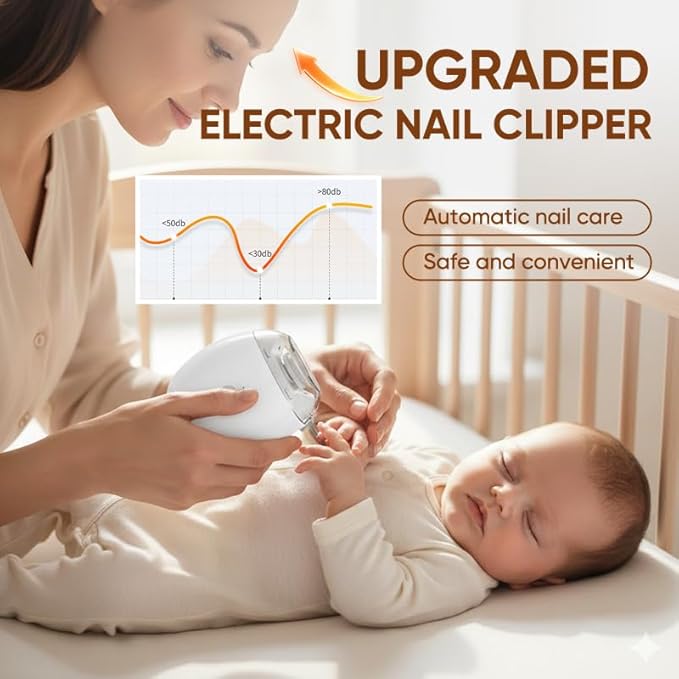 Electric Automatic Nail Clipper & Grinder: Rechargeable Fingernail Trimmer with LED Light - 3-Speed Quiet Nail Care Tool for Adults, Seniors & Babies (2 pcs)