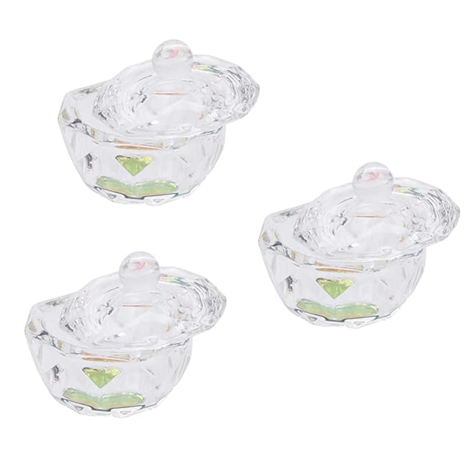 Beaupretty 3pcs Manicure Bowl Set Crystal Nail Art Liquid Cup Lid for Nail Polish Mixer Gel Polish Professional Manicure Supplies