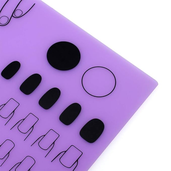 Nail Art Stamping Mat Silicone Workspace Stamping Plate Nail Polish Coloring Practice Pad Nail Sticker Guide Printing Transfer Table Cover Palette Tools Manicure Mat (B Type) (Purple)