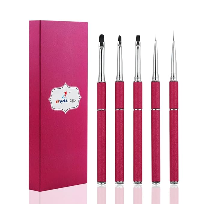 Nail Art Brushes Set Nail Art Design Pen Painting Tools with Nail Extension Gel Brush,Nail Polish Brush, Builder Nail Gel Brush, Nail Art Liner Brush for Salon Gift for Girls Women (Red)