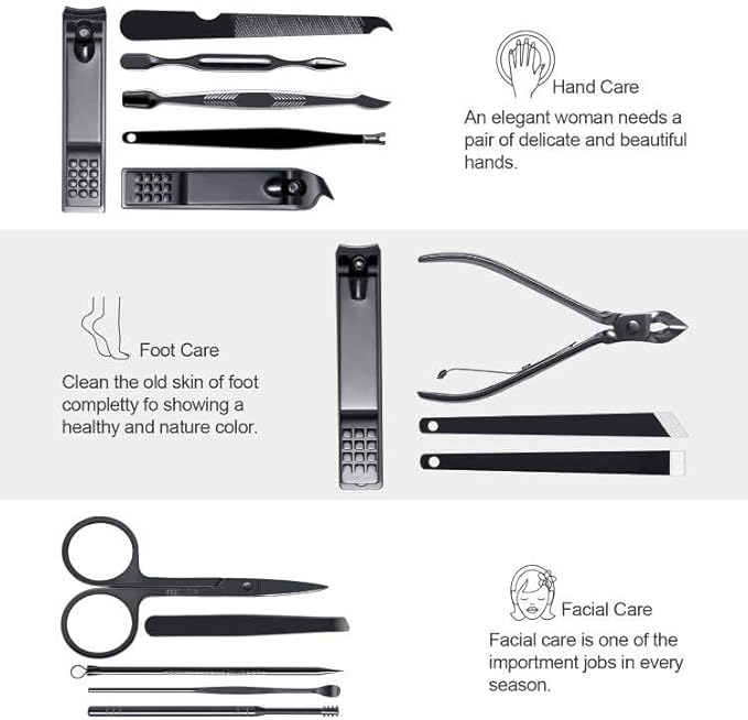 FIXBODY Nail Clippers for Men, Nail Grooming Kit, Manicure Kit Gift for Men, Nail Clippers Set for Women, Fingernail Clippers and Toenail Clippers