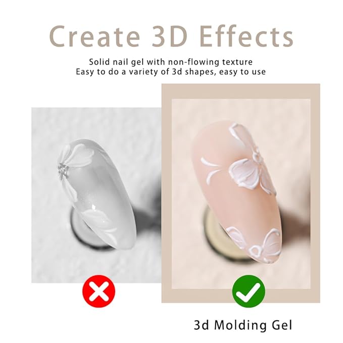 Solid 3d Nail Sculpting Gel For Nail Art, 3d Nail Art Gel Multifunctional 3d Molding For Nails Salon Home DIY (White)