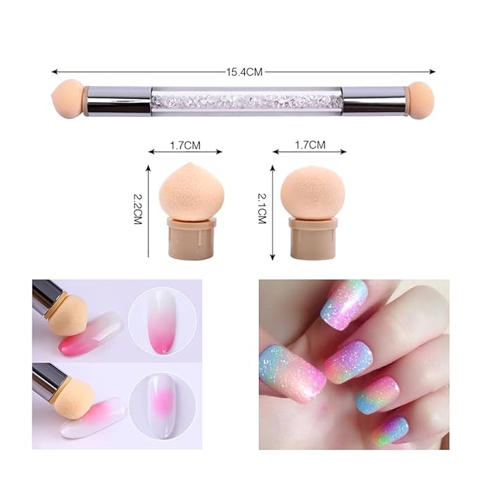 JERCLITY 5pcs Acrylic Nail Gradient Shading Brushes Set French Tip Ombre Nail Brushes Double Ended Nail Sponge Pen Manicure Tools