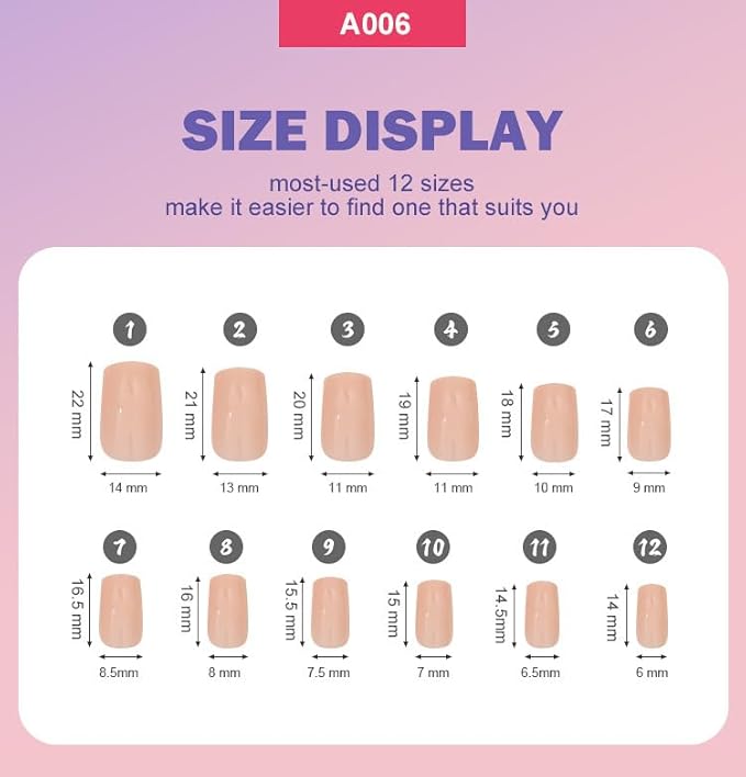 288Pcs Square Press on Nails Short 12Packs Medium Square Fake Nails Glossy Nature False Nail Tips Solid Color Acrylic Nails Press ons for Women Girls Daily Wear Manicure Art 12 Colors