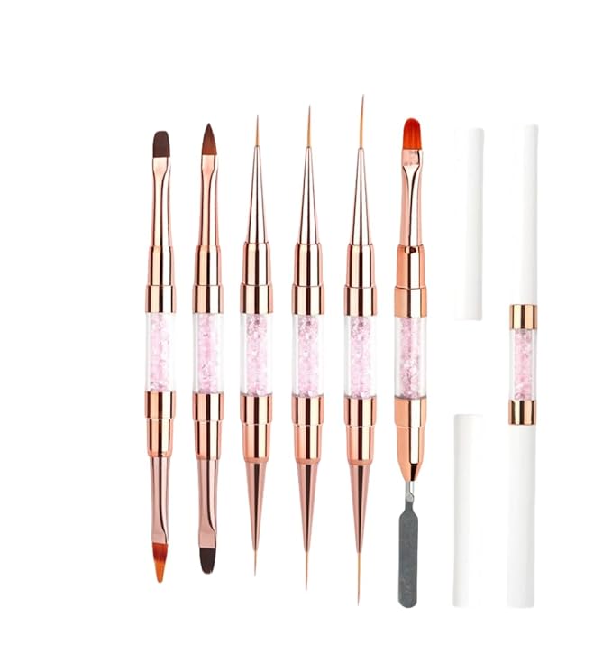 6pcs Double-Ended Nail Art Brushes Set - Professional Nail Design Tools for Acrylic & Gel Nails Gel Polish Art Nail Nail Dotting Brush Pen nail liner brush nail stamping kit