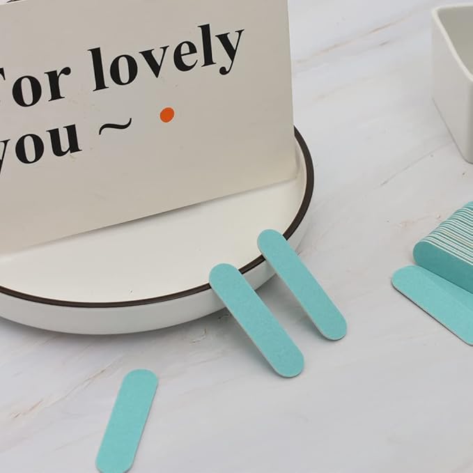 300 Pack Mini Nail File Bulk(180/240 Grit), Disposable Nail Files Double Sided Emery Boards Home or Professional Manicure Tools(Light Blue)