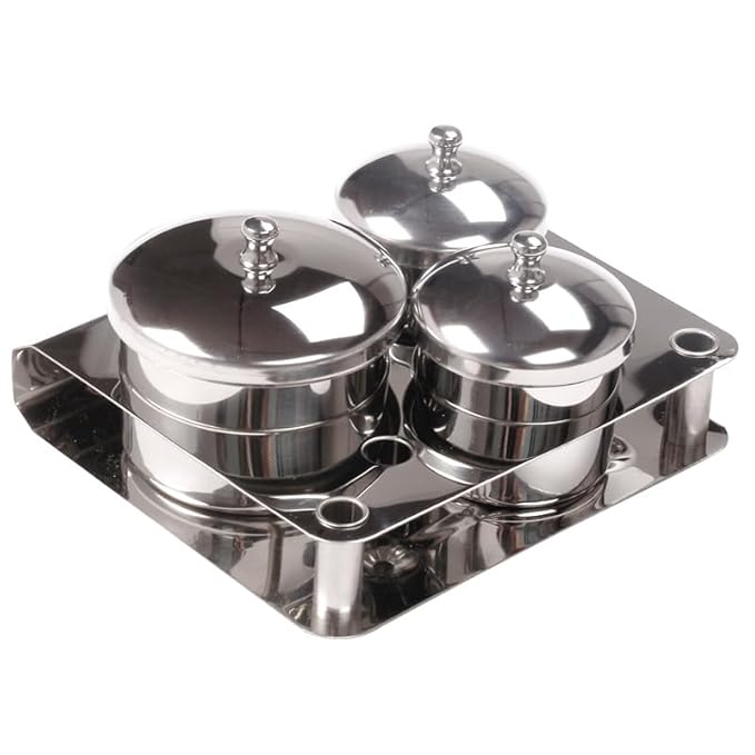 Manicure Stainless Steel Cup Set Nail Art Acrylic Liquid Holder Professional Stainless Steel Storage Box Acrylic Powder Organizer Tray (3PCS)