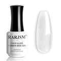 RARJSM Clear Fiber Glass Rubber Base Gel Nail Polish for Repair Broken Nails Strengthener Gel Base Coat Transparent Brush on BuildingGel in a Bottle Soak Off UV LED Curing Requires 15ml Salon Home