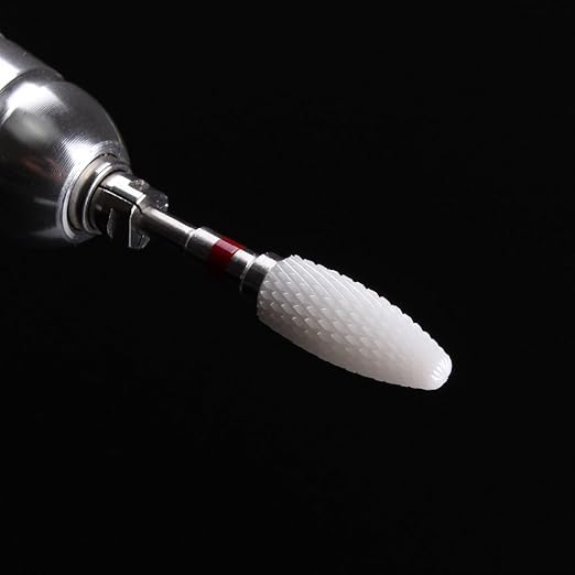 MZCMSL Fine Ceramic Cone Nail Bit, Portable Electric Manicure Drill for Acrylic White Head, 6 x 14.5 mm