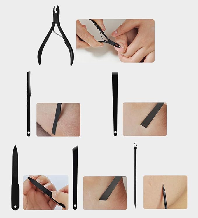 Nail Clippers Sets High Precisio Stainless Steel Nail Cutter Pedicure Kit Nail File Sharp Nail Scissors and Clipper Manicure Kit Fingernails & Toenails with Portable Stylish case (Blue 15-Piece)