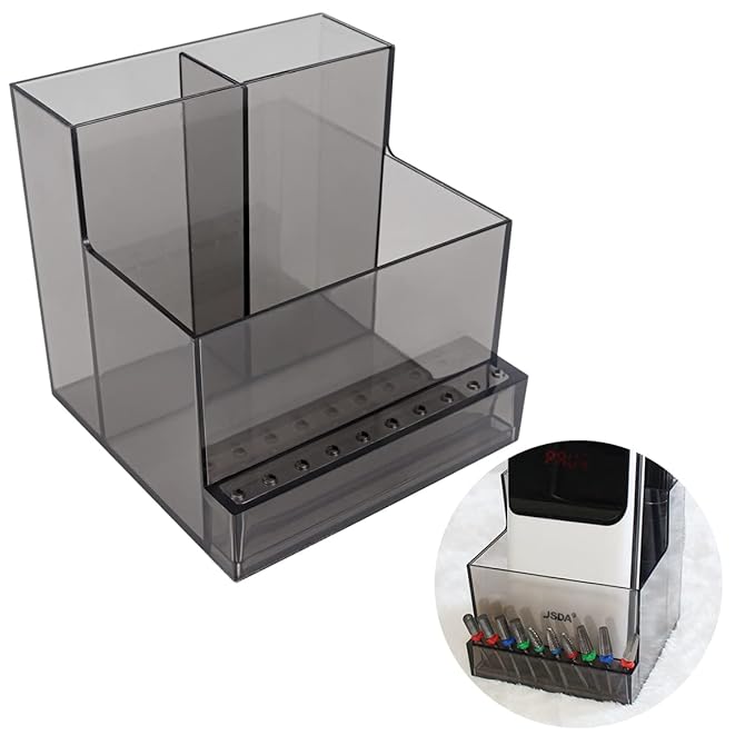 FERCAISH Nail Drill Grinding Bit Holder Box Professional Nail Art Polishing Grinding Drill Bit Holder Display Storage Box Bit Case Organizer (Black)