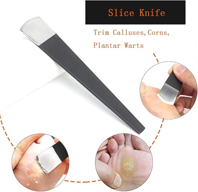 Watris Veiyi 4PCS Pedicure Knife Set, Ingrown Toenail Removal Kit, Pedicure Callus Shaver Tools, Professional Foot Scraper, Steel Foot Care for Dead Skin Corn Foot Remover Foot File Rasp (6.3in)
