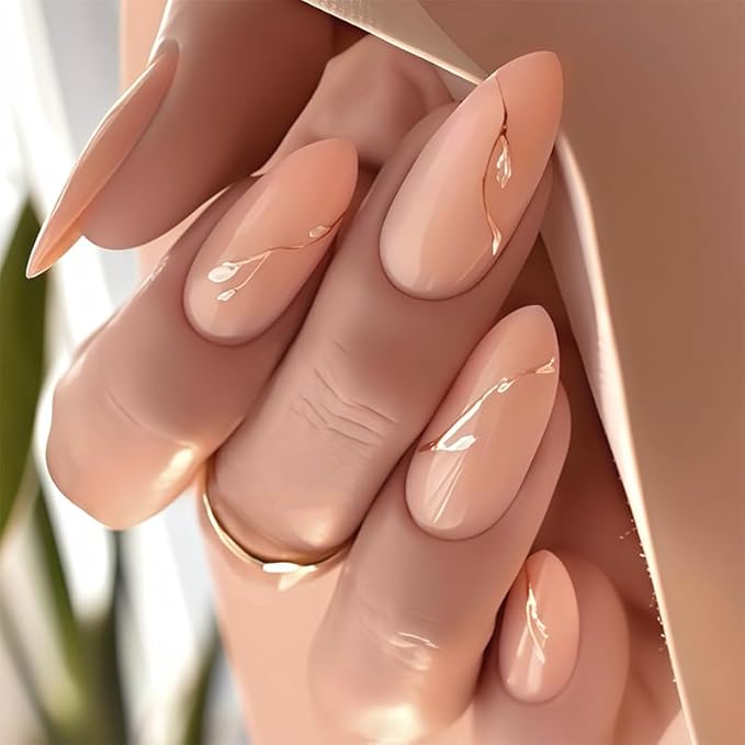 Press on Nails Almond Painted Flowers French Fake Nails French Fake Nails Reusable Kit with Nail Glue Adhesive Tabs Mini Nail File for Women Manicure Art Decoration 24PCS