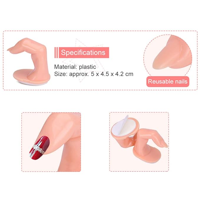 Practice Fingers for Acrylic Nails Gel Training Nail Art Practice Fingers Decoration Training Fingers, Plastic Fake Fingers with Nails, 12 Pack