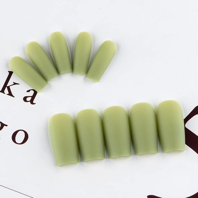 KQueenest Matte Light Green Square Nails, Coffin Press on Nails, Medium Long, 24 Pieces, 1 Set