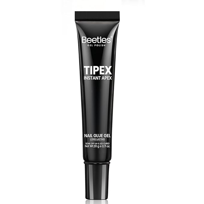 Beetles Tipex Nail Glue Gel 20g, Solid UV Nail Glue for Tipex Instant Apex Nail Tips, No Hand-Hold Needed, Strong Hold 28+ Days, Bubble-Free Adhesion, Beginner-Friendly Soak Off Nail Extension Glue