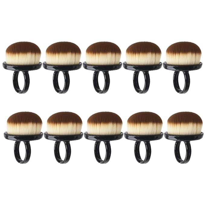 10PCS Nail Dust Brushes, Lightweight Soft Small Dust Brush Nails, Portable Nails Dusting Cleaning Brush Ring for Makeup Nail Art, Black