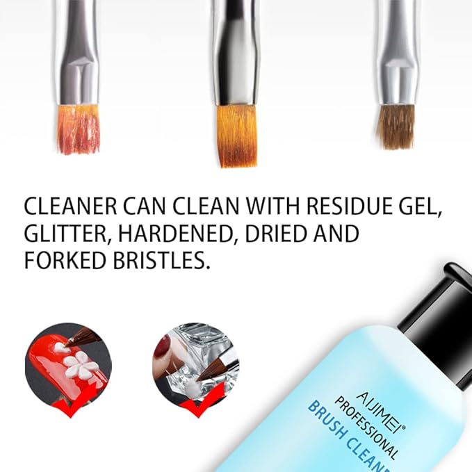 AIJIMEI Acrylic Nail Brush Cleaner Acrylic Brush Cleaners Liquid Acrylic Paint Brush Cleaner Nails Artist Acrylic 2PCS 58ml/2 FL.OZ