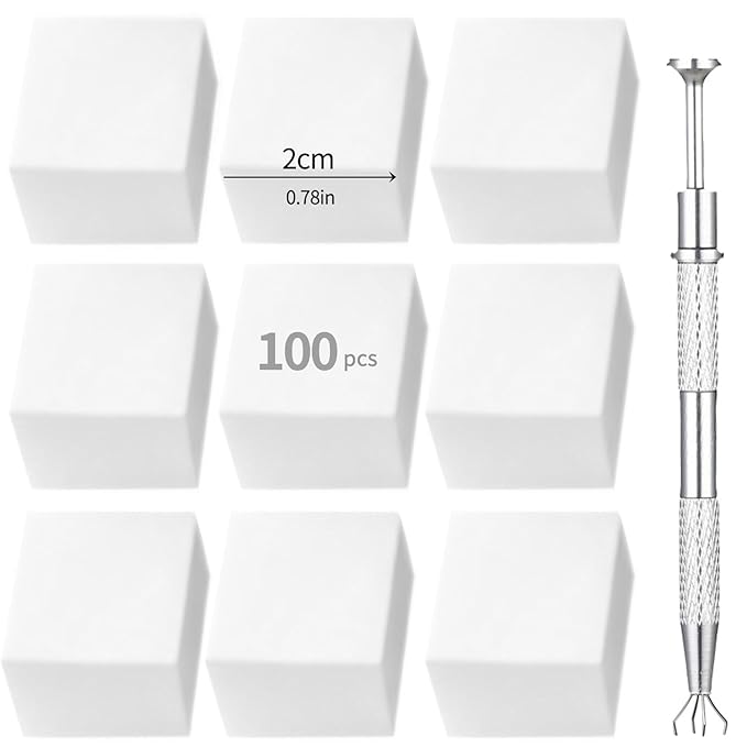 Nail Sponges Set for Ombre Gel 1inch 2CM Big Nail Sponges 100PCS Nail Art Tools Set With Grabbing Pen for Person DIY Nails Painting Gradient Colors at Home Nail Technician Salon