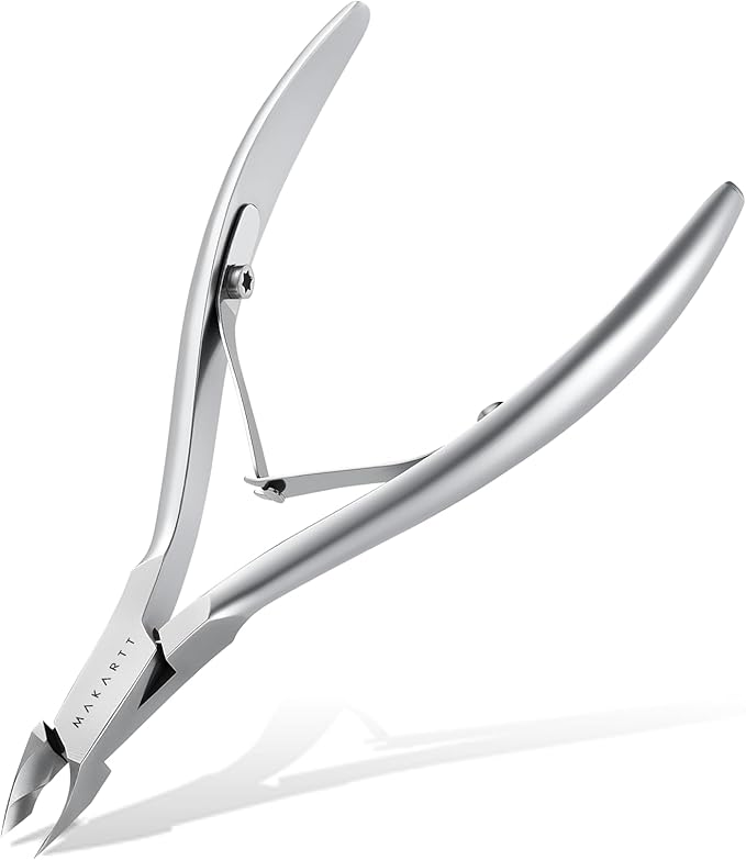 Makartt Professional Cuticle Nipper: 1/2 Jaw Precision Cuticle Trimmer for Beginners & Nail Technicians, 5mm Short Blade, Rust-Resistant Stainless Steel, Salon & Detailed Nail Art Use (Pearl Chrome)