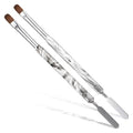 2 Pcs Dual-Ended Professional Gel Acrylic Nail Art Brush French Nail Brush with Stirring Rod Manicure Clean up Brushes Manicure Design Brushes