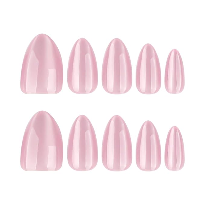 Nude Pink Press on Nails Short Almond Fake Nails Cat Eye Nails Press ons with Design,Reusable & Easy Apply Full Cover Stick on Nails for Women Manicure 24Pcs