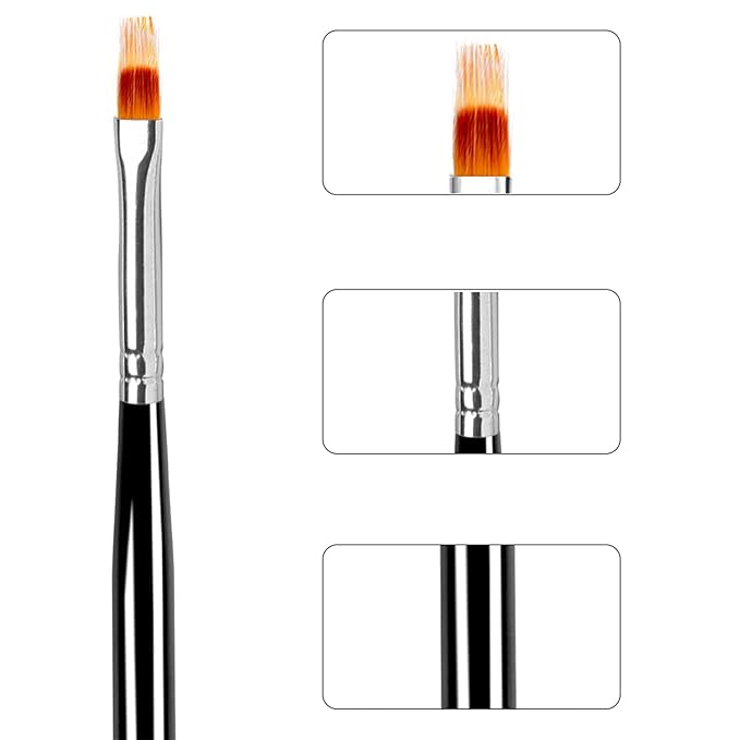 BQAN 2 Pc Nail Ombre Brush Pro Nail Art Tools, UV Gel Nail Art Painting Brush With Wood Handle