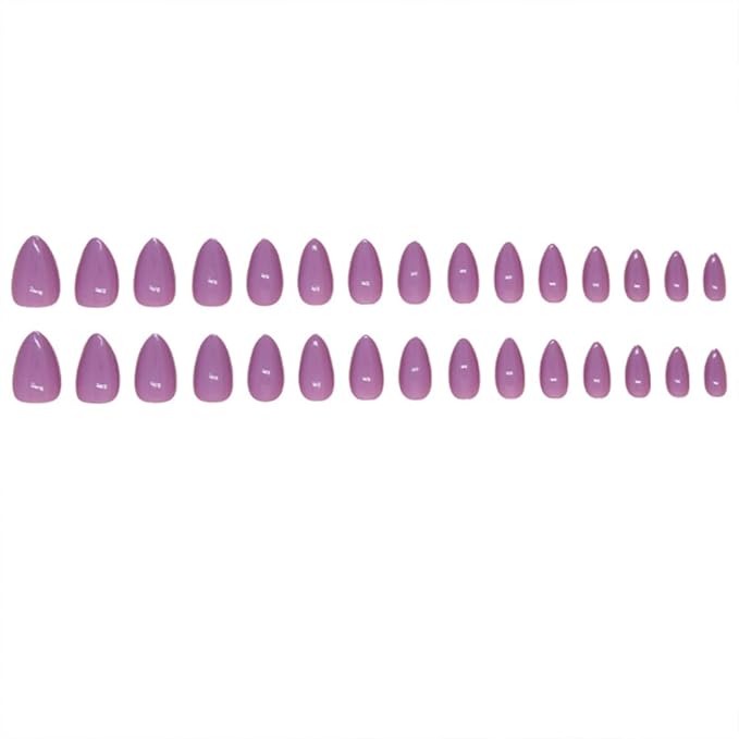 Purple Press on Nails Short Almond Fake Nails Press ons False Nails Acrylic Glossy Full Cover Glue on Nails Cute Artificial Stick on Nails for Women Manicure 24 Pcs