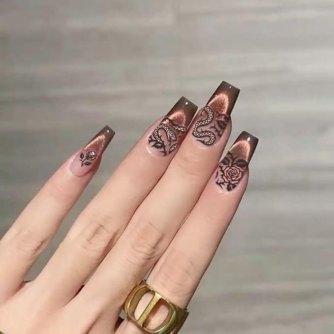 PH PandaHall 3pcs Dark Style Nail Stamping Plates, Gothic Spider Skull Nail Art Templates Spooky Snake Flower Stainless Steel Image Plate Art Stencils for DIY Print Manicures Salon Cosplay Party